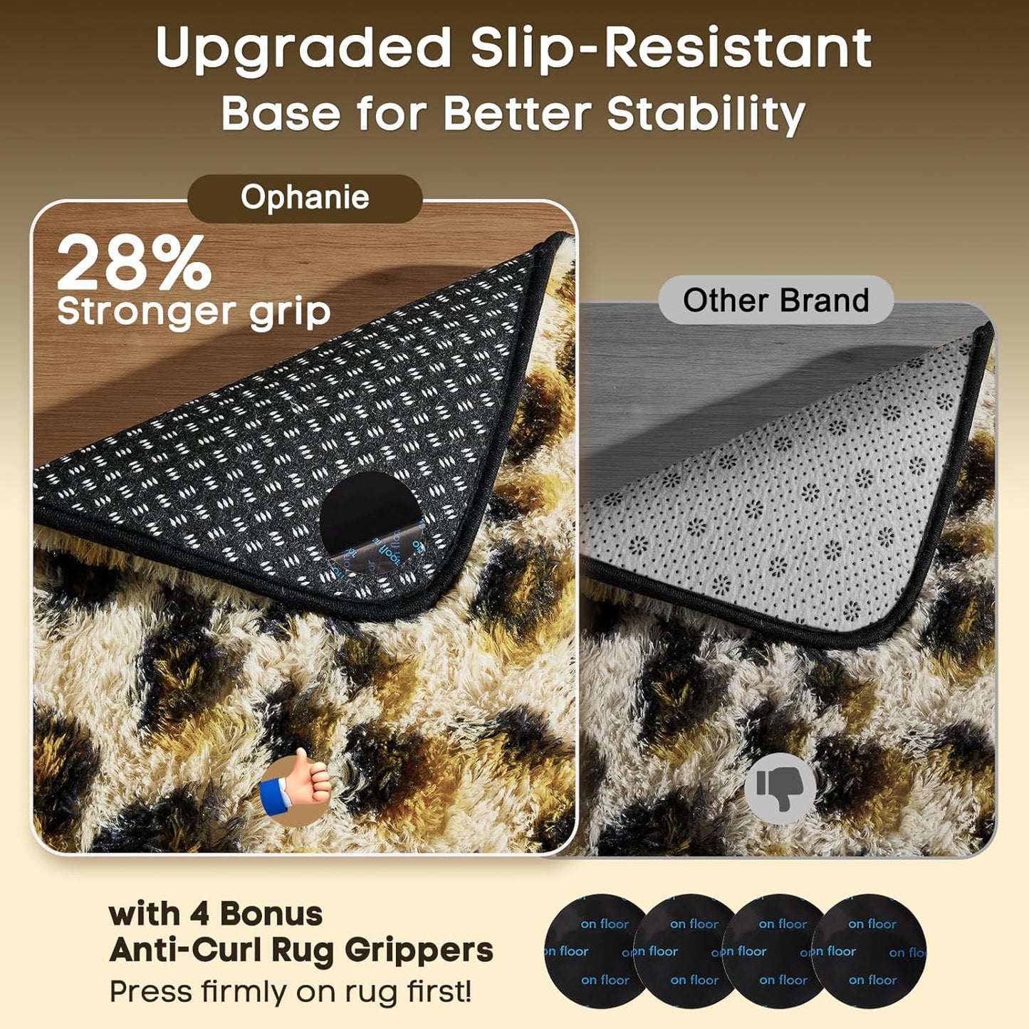 Ophanie Leopard Print Area Rug - Fluffy Shag Soft Throw for Bedroom & Living Room | Large 4x6 Size