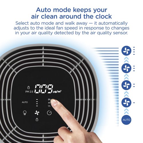 Clorox HEPA Air Purifiers for Home, True HEPA Filter, Medium Rooms Up to 1,000 Sq Ft, Removes 99.9% of Mold, Viruses, Wildfire Smoke, Allergens, Pet Allergies, Dust, AUTO Mode, Whisper Quiet