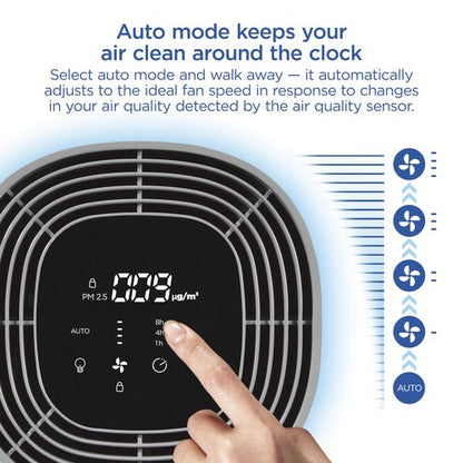 Clorox HEPA Air Purifiers for Home, True HEPA Filter, Medium Rooms Up to 1,000 Sq Ft, Removes 99.9% of Mold, Viruses, Wildfire Smoke, Allergens, Pet Allergies, Dust, AUTO Mode, Whisper Quiet