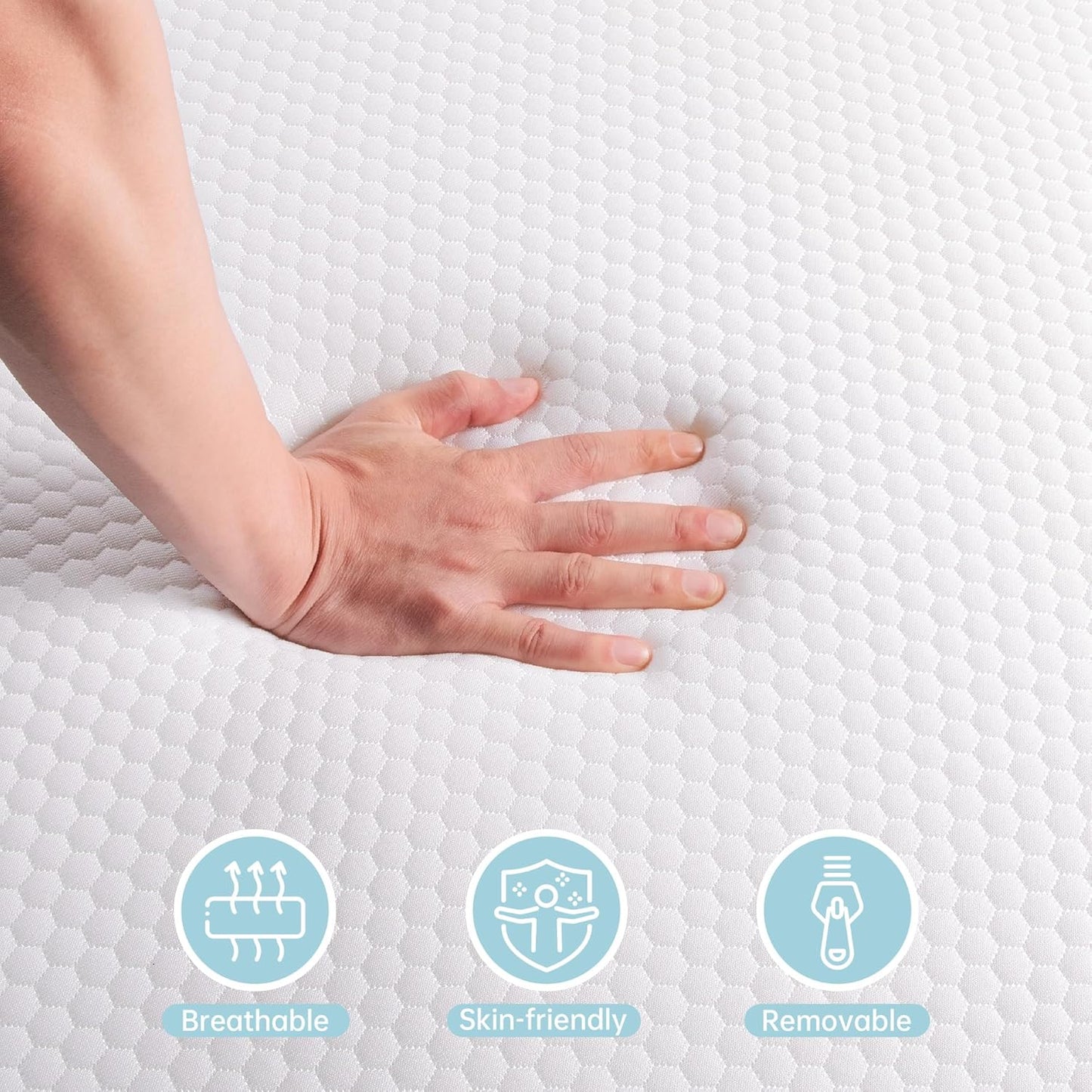TeQsli Crib Mattress - Memory Foam Toddler Mattress with Breathable, Washable Cover | Standard Size 52 x 27.6 x 4.5 Inch