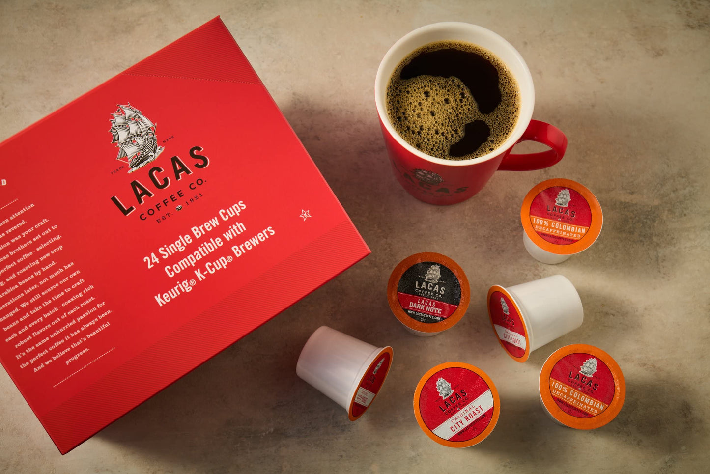 Lacas Coffee 100% Colombian Decaf Single Serve Cups, Compatible with Keurig K-Cup Brewers 24 Count