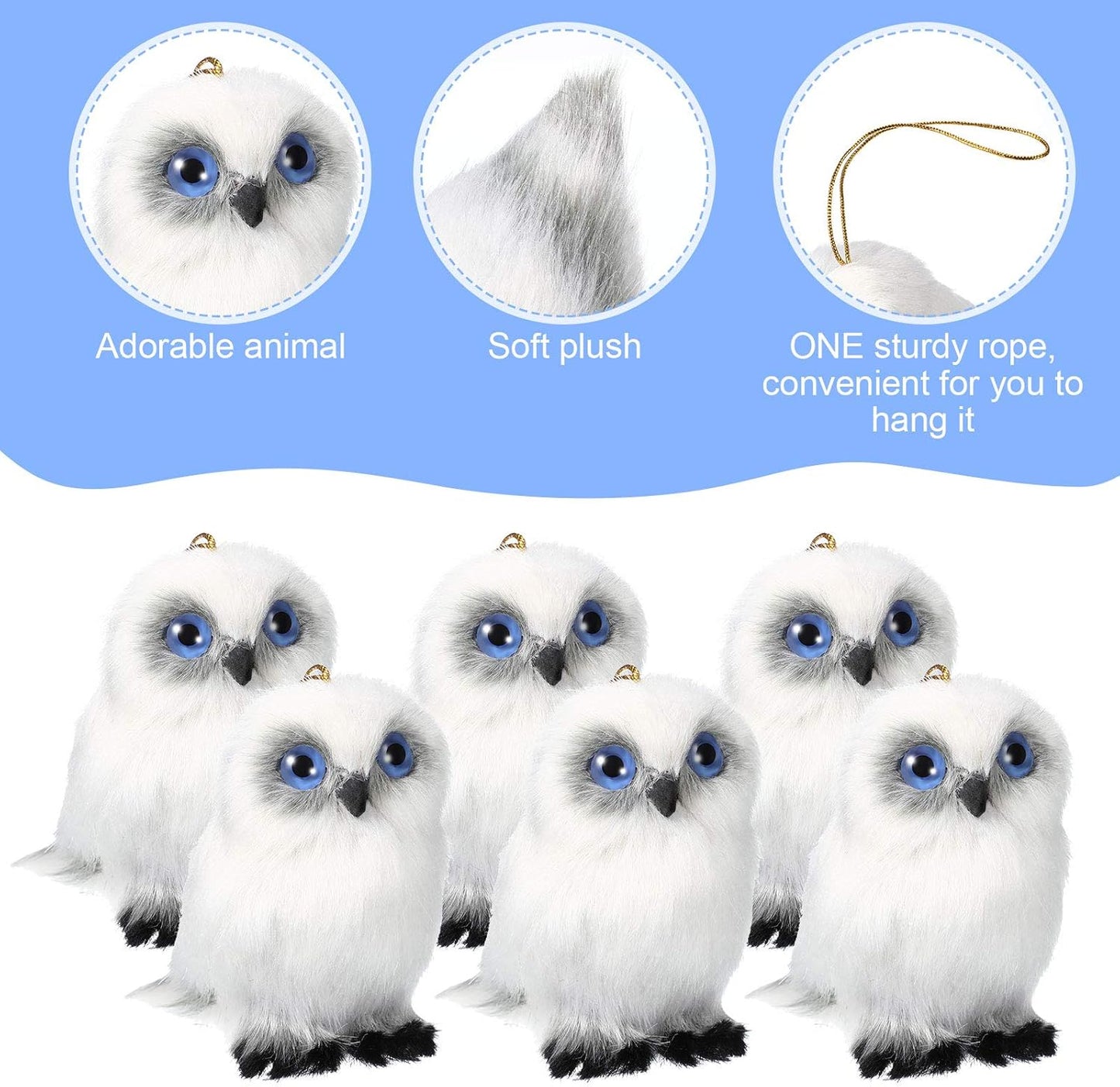 Skylety Mini Stuffed Owl Plush Toy - 3.2 Inch Soft White Hanging Ornament | Perfect for DIY Keychains & Gifts