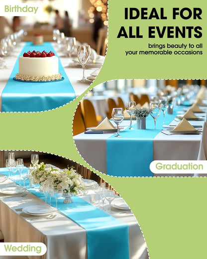Pureegg Disposable Table Set - 10 Pack of 54''x108'' Tablecloths & 14''x108'' Runners, Leakproof & Stain-Resistant for Events