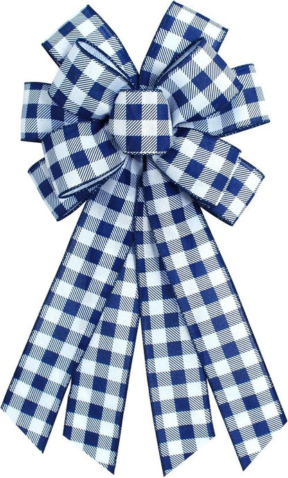 Blue Buffalo Plaid Wreath Bow - Stylish Blue & White Burlap Ribbon for Home Decor | Perfect for Birthdays & Anniversaries