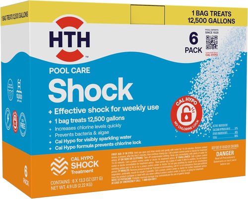 HTH 52030B Swimming Pool Care Shock - Boost Chlorine Levels with Cal Hypo Formula | 13.3oz (Pack of 6)