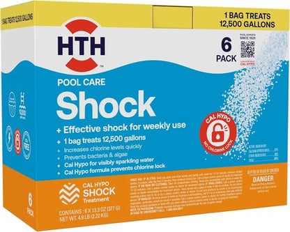 HTH 52030B Swimming Pool Care Shock - Boost Chlorine Levels with Cal Hypo Formula | 13.3oz (Pack of 6)
