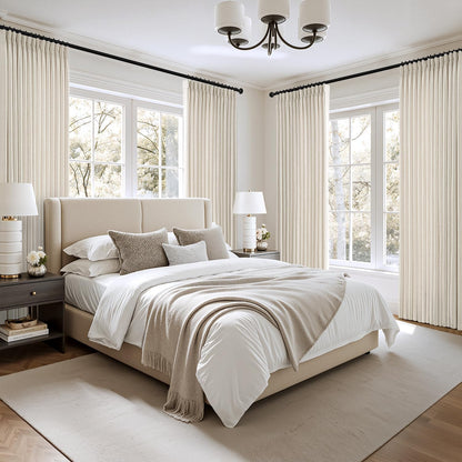 MIULEE Pinch Pleated Linen Curtains - 90-Inch Ivory Cream Semi-Sheer Drapes | 4 Panels for Privacy