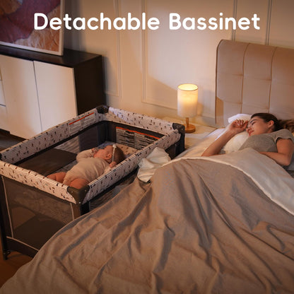 Pamo Babe Pack and Play with Bassinet, Portable Playard for Baby