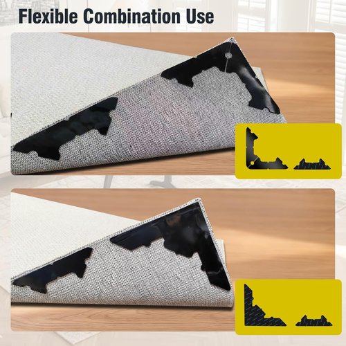 Large Non-Slip Rug Pads by [Brand Name] - 8 Pcs Reusable Double-Sided Carpet Tape for Hardwood Floors