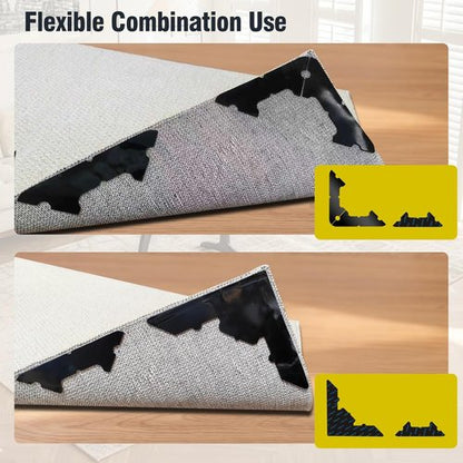 Large Non-Slip Rug Pads by [Brand Name] - 8 Pcs Reusable Double-Sided Carpet Tape for Hardwood Floors