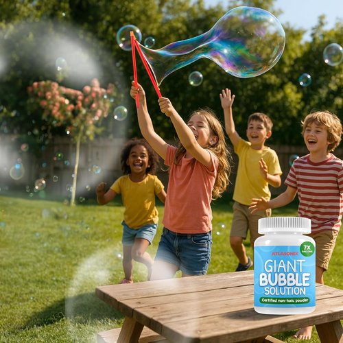 Giant Bubble Solution - Original Bubble Wands for Kids | Makes 896 OZ (7 Gallons) - 100% Kid Safe