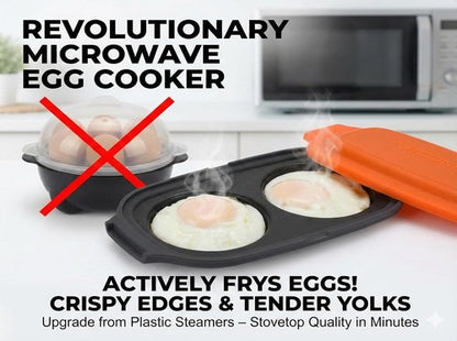 MACONEE Microwave Egg Fryer - Breakfast Sandwich Cooker & Poacher for 2 Eggs | Dishwasher-Safe & BPA-Free