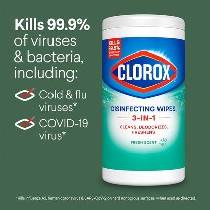 Clorox Disinfecting Cleaning Wipes - Fresh Scent, Bleach-Free, 75 Count for Effective Cleaning