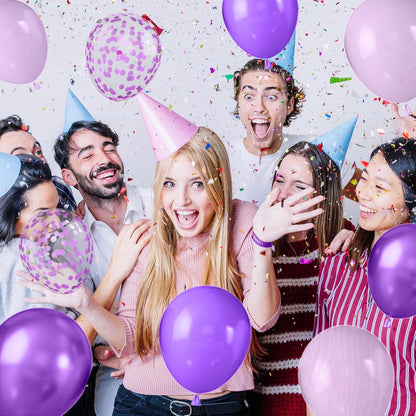 **Skiennix 12-Inch Pearl Metallic Light Purple Balloons - 50PCS Confetti Set for Birthday & Wedding Decor**
