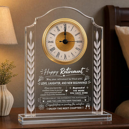 Retirement Gift - Crystal Clock Plaque for Women and Men - Variation: Retirement Gift