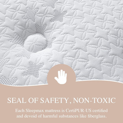 Sleepmax Extra Firm Full Mattress - 12 Inch Hybrid Design for Lumbar & Hip Support | Pain Relief & Deep Sleep, CertiPUR-US Certified