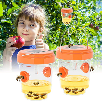 Skiennix Wasp Traps - Solar Powered Outdoor Hanging Traps with Rubber Whiskers & LED Light | 2 Pack