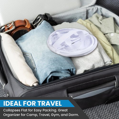 Handy Laundry Portable Shower Caddy - Collapsible Mesh Organizer with Quick Dry Drainage | Large White Compartments for Dorm, Gym & Travel