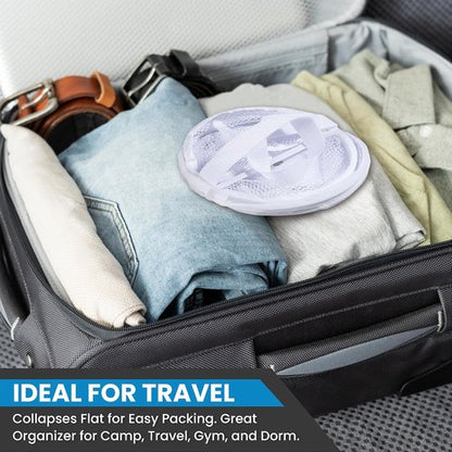 Handy Laundry Portable Shower Caddy - Collapsible Mesh Organizer with Quick Dry Drainage | Large White Compartments for Dorm, Gym & Travel