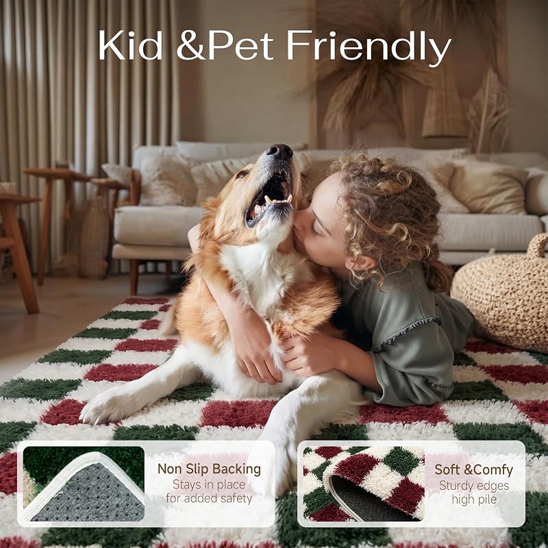 Christmas 4' x 6' Area Rug for Kids Room - Soft Fluffy Shag Carpet (Variation: Christmas+4' x 6' Rectangular)