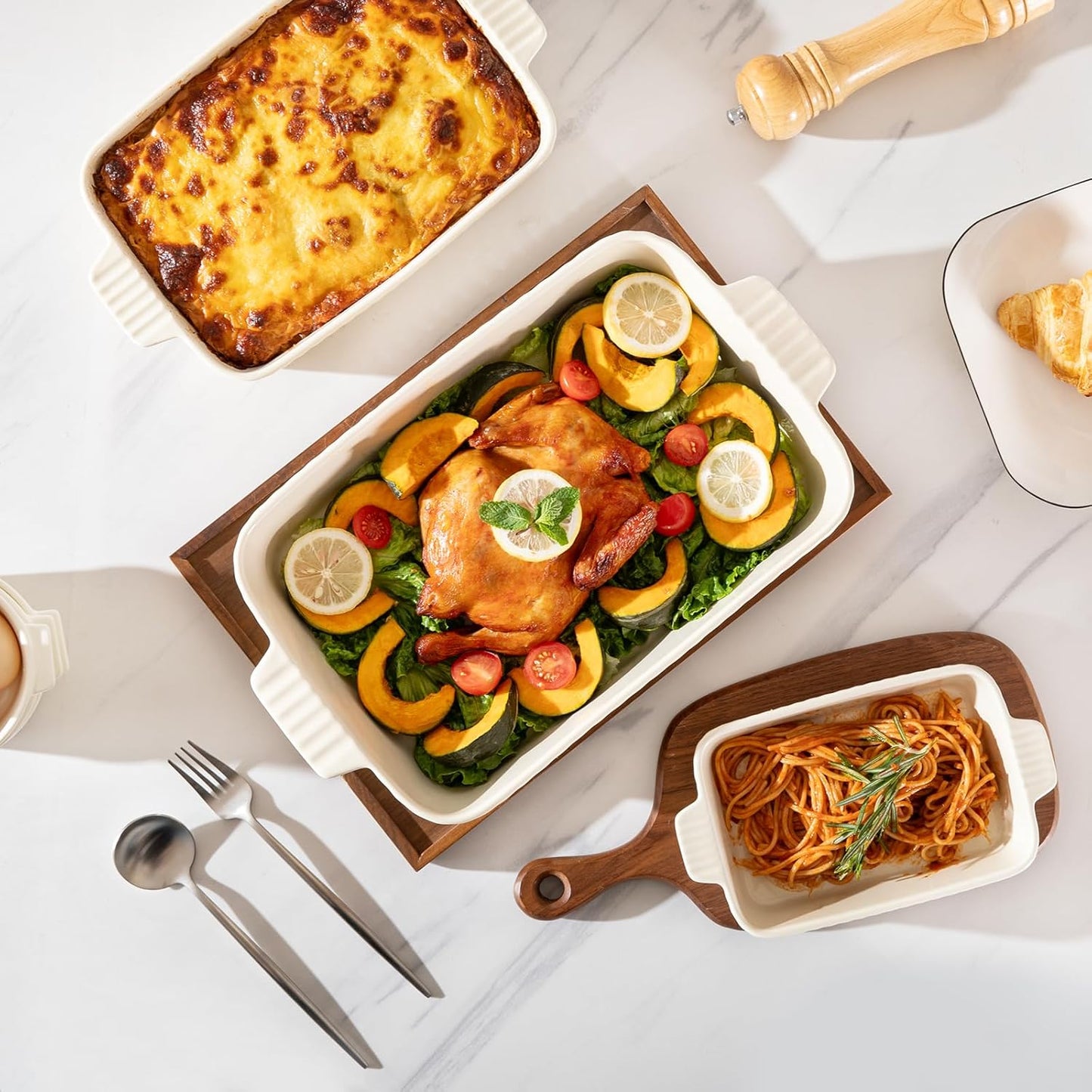 Sweejar Ceramic Baking Dish Set - Versatile Porcelain Casserole Dishes with Handle for Lasagna & Brownies | Turquoise