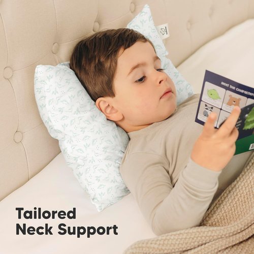 KeaBabies Toddler Pillows - Soft Organic Cotton 2-Pack for Ages 2-5 | Ideal for Sleeping, Travel, Nap (DinoLand)