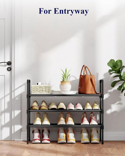 Kitsure Shoe Rack - 3-Tier Organizer for Closet & Entryway | Easy Assembly, 27.6" Wide, Black