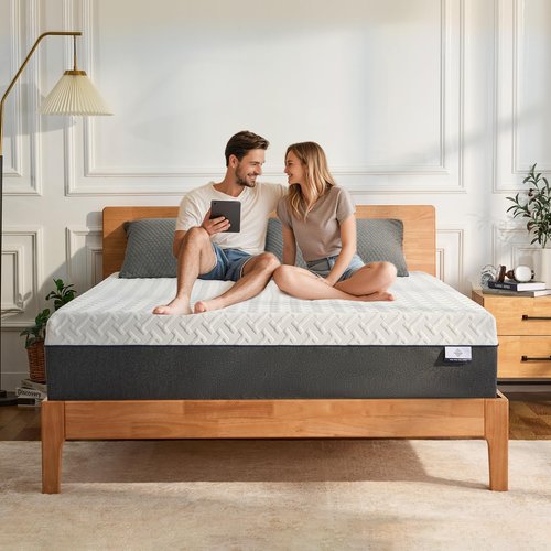 Gelsea Queen Memory Foam Mattress, 12 Inch Queen Size Mattress in a Box, Green Tea Gel Infused Foam for Pressure Relief and Cool Sleep, Foam Made in USA, CertiPUR-US Certified, Medium Firm