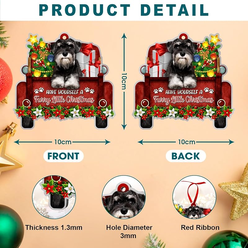 Schnauzer Car Ornament - Aluminum Christmas Tree Decoration for Schnauzer Lovers, Dog Mom/Dad - Variation: Schnauzer Car