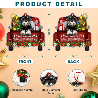 Schnauzer Car Ornament - Aluminum Christmas Tree Decoration for Schnauzer Lovers, Dog Mom/Dad - Variation: Schnauzer Car