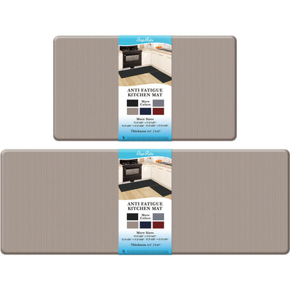 StepRite Kitchen Mats, 2PCS Kitchen Rugs, Cushioned Anti Fatigue Kitchen Mats for Floor, Non-Slip Standing Desk Mat, Waterproof Kitchen Rug Set for Kitchen, Floor, Office, 17.3"×30"+17.3"×47", Khaki