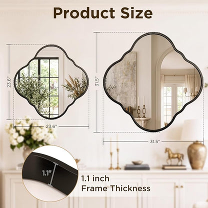 32x32 Inch Irregular Black Bathroom Mirror - Wall Mount with Brushed Aluminum Frame (Variation: Black+31.5"L x 31.5"W)