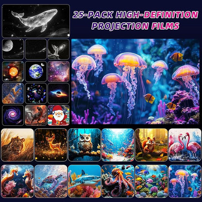 2-in-1 Galaxy & Ocean Projector for Bedroom – 4K Discs, 360° Rotating Night Light