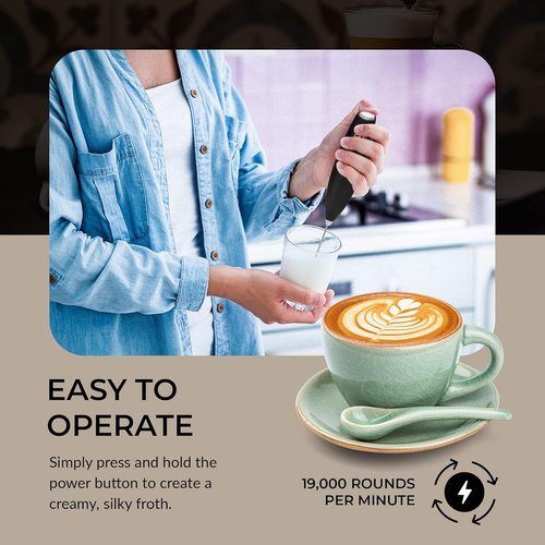Chefwave | Powerful electric milk frother with stand | Milk frother handheld drink mixer and matcha whisk| BATTERIES INCLUDED! drink mixer handheld | Hand frother, electric stirrer coffee mixer wand