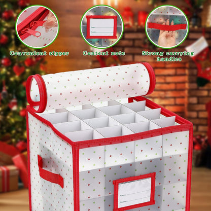Christmas Tree Ball Organizer by [Brand Name] - Durable Plastic Storage Box for 64 Ornaments