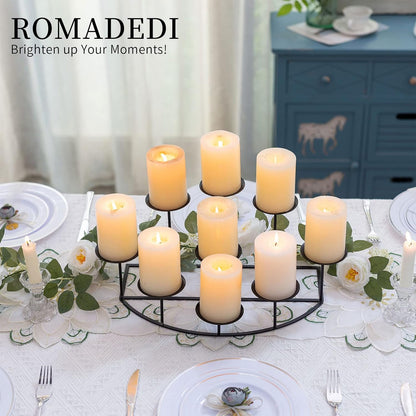 Romadedi Fireplace Candle Holder - Elegant 9-Arm Candelabra for Pillar Candles | Black Iron Centerpiece Decor