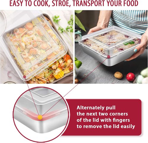E-far 12-Piece Stainless Steel Bakeware Set - Non-Toxic, Dishwasher Safe Pans for Baking & Cooking