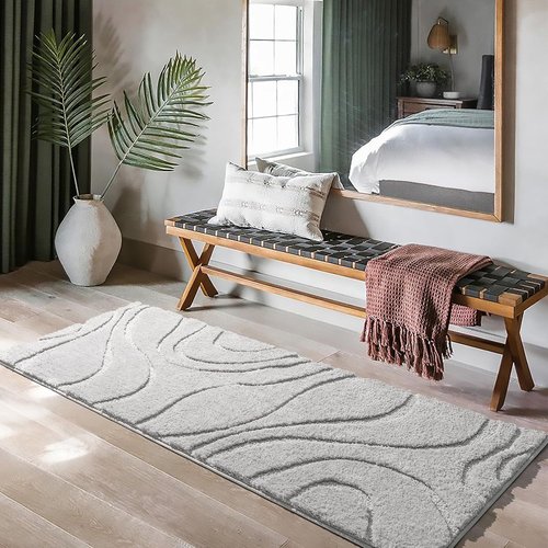 DEXDE Bathroom Rugs - Ultra Long Non-Slip Runner Mat 24x60 in Light Grey | Soft, Absorbent Microfiber for Quick Drying