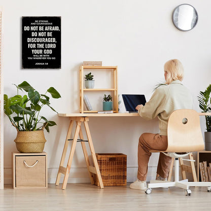 Be Strong and Courageous | Joshua 1:9 Bible Verse Canvas Wall Art - Inspirational Christian Decor for Home & Prayer Room