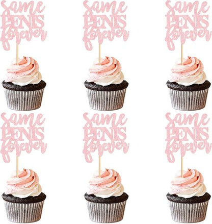 Ercadio 24 Pcs Cupcake Toppers - Pink Bachelor Party & Bachelorette Decorations | Bridal Shower & Valentine's Day
