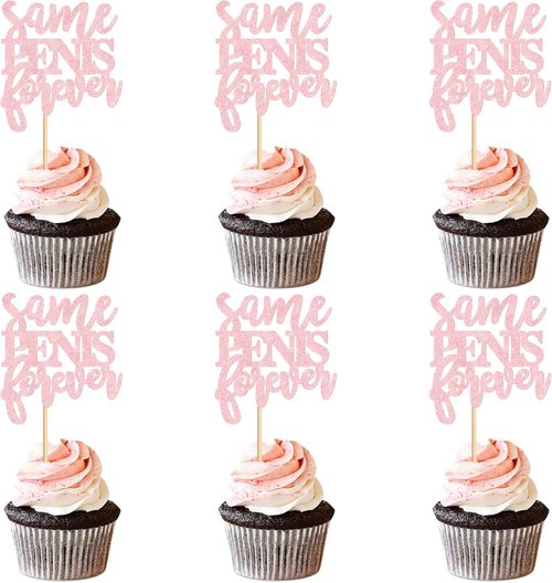 Ercadio 24 Pcs Cupcake Toppers - Pink Bachelor Party & Bachelorette Decorations | Bridal Shower & Valentine's Day