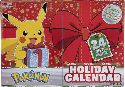 Pokemon 2024 Holiday Advent Calendar - 24 Gift Pieces with 16 Toy Figures & 8 Christmas Accessories for Ages 4+