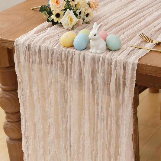 Regine Switzerland Cheesecloth Table Runner - Dusty Pink 120 Inch for Boho Rustic Decor