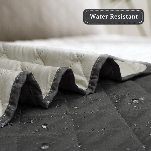 Easy-Going Reversible Chair Cover Washable Sofa Cover for Dogs Water Resistant Couch Slipcover Furniture Protector Cover with Adjustable Straps for Pets (Chair 30 in, Dark Gray/Beige)