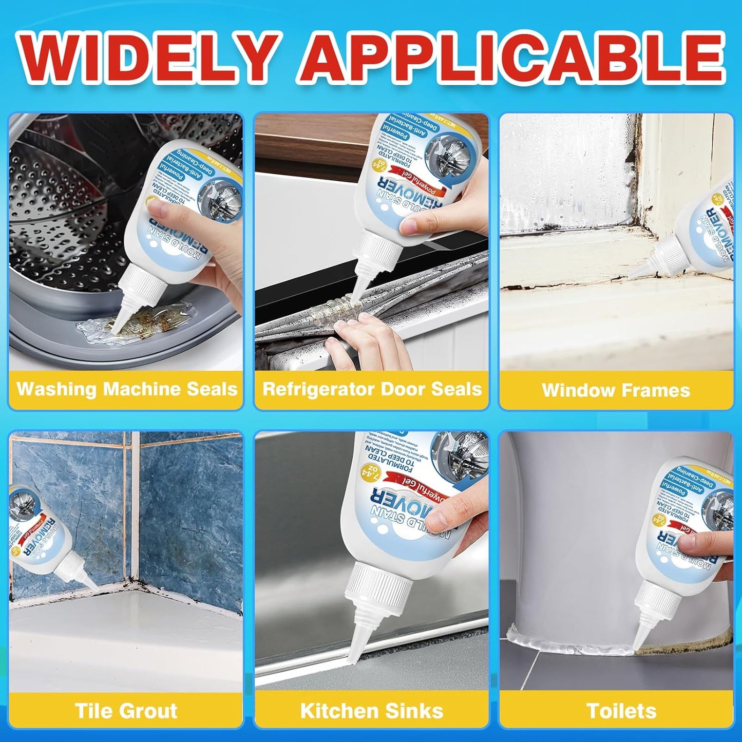 Mold Remover Gel by [Brand Name] - Powerful Washing Machine & Bathroom Cleaner for Gaskets, Grout, Tile, & More