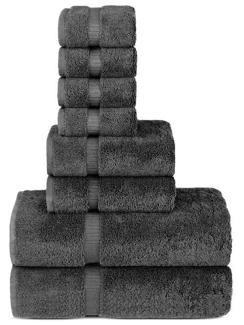 Chakir Turkish Linens | Hotel & Spa Quality 100% Cotton Premium Turkish Towels | Soft & Absorbent (8-Piece Towel Sets, Dark Gray)