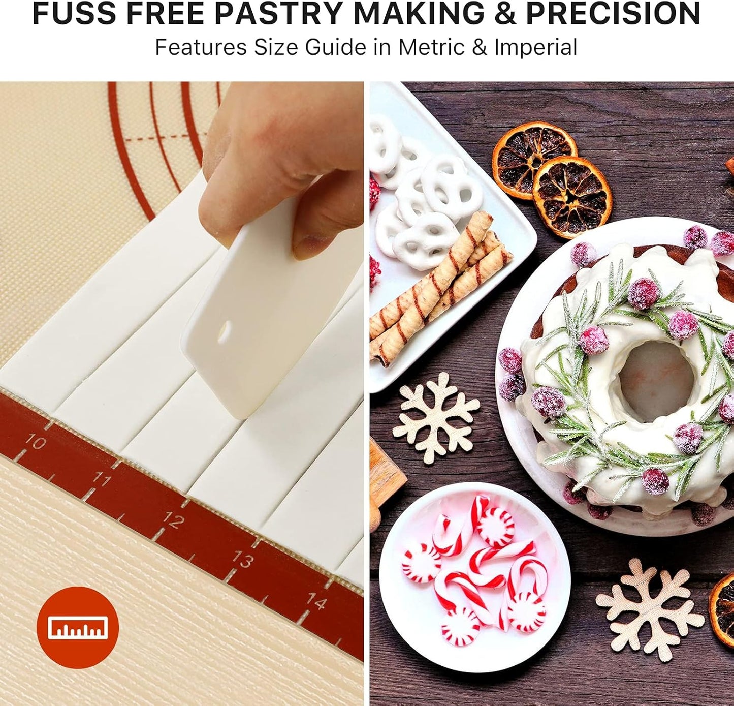 Silicone Baking Mat - Extra Thick Non-Stick Dough Rolling Sheet | 28" x 20" Reusable Food Grade Mat for Cookies, Macarons, Bread
