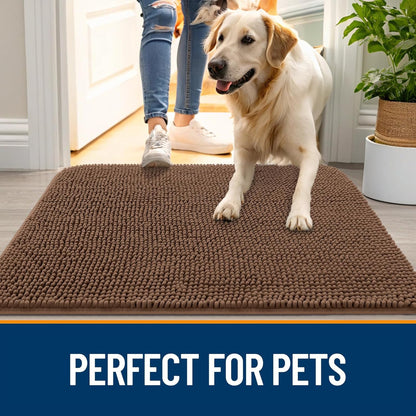 OLANLY Dog Door Mat - Absorbent Non-Slip Mud Mat for Indoor Use | 30x20 Mocha, Quick Dry Chenille