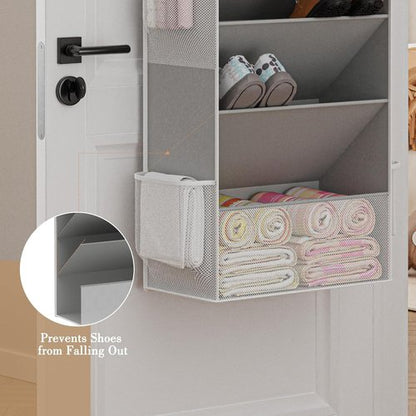 Criusia Shoe Organizer - Over The Door Hanging Storage with Large Pockets | Fits 16-24 Pairs - Gray