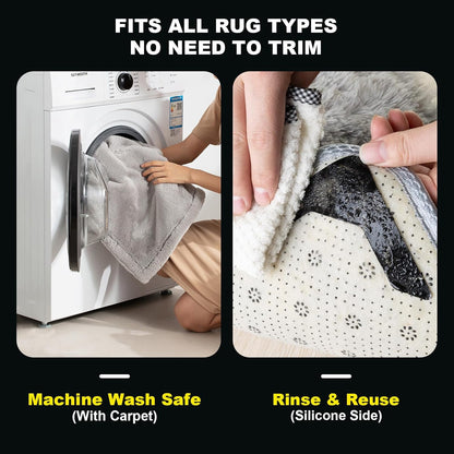 PHIXBEAR Rug Tape - 24 Pcs Strong Hold Anti-Slip Pads | Washable & Reusable No-Glue Silicone Design